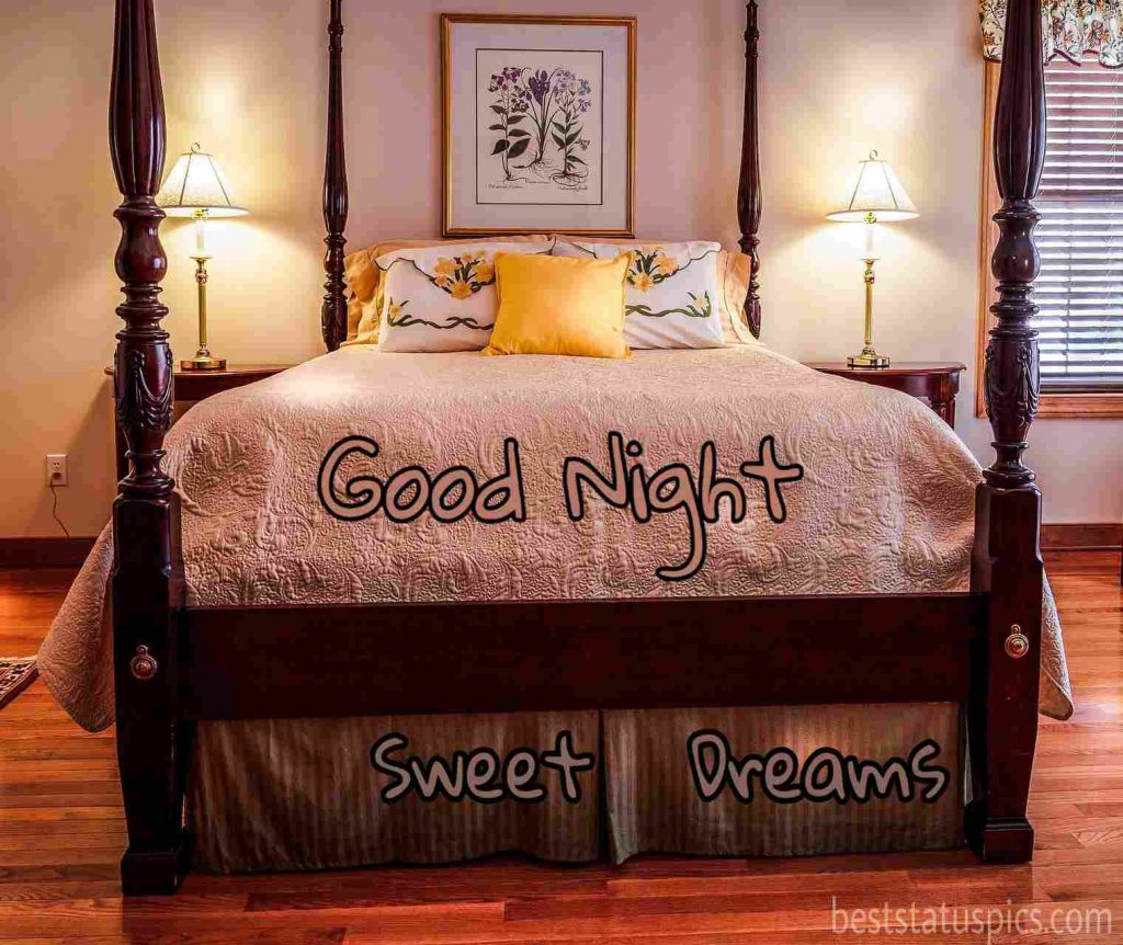 Bedroom with good night sweet dreams pic