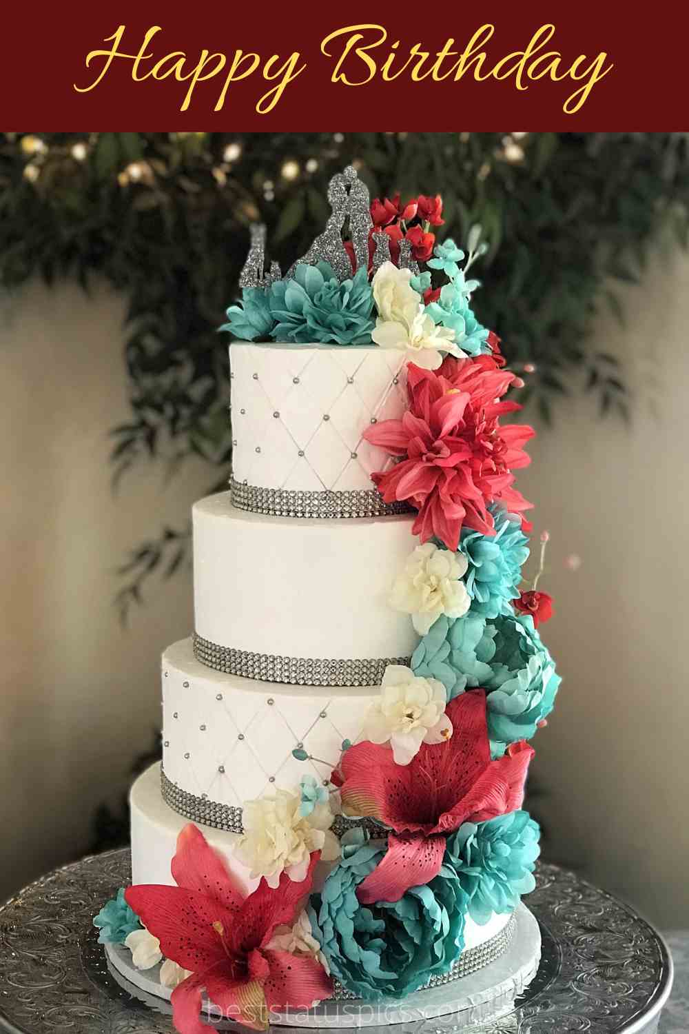 Floral Birthday Cake Upgraded Classy Flowers Florist In Tinley Park,IL  Florist | Flower Delivery Tinely Park, IL 60477