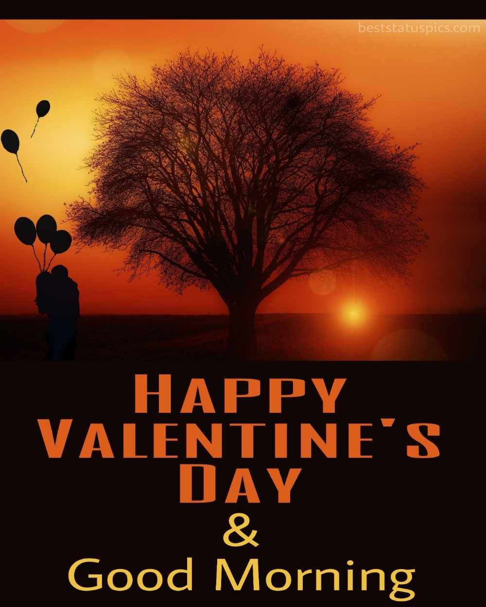 Wonderful Happy Valentine's Day and Good morning greeting card with romantic couple
