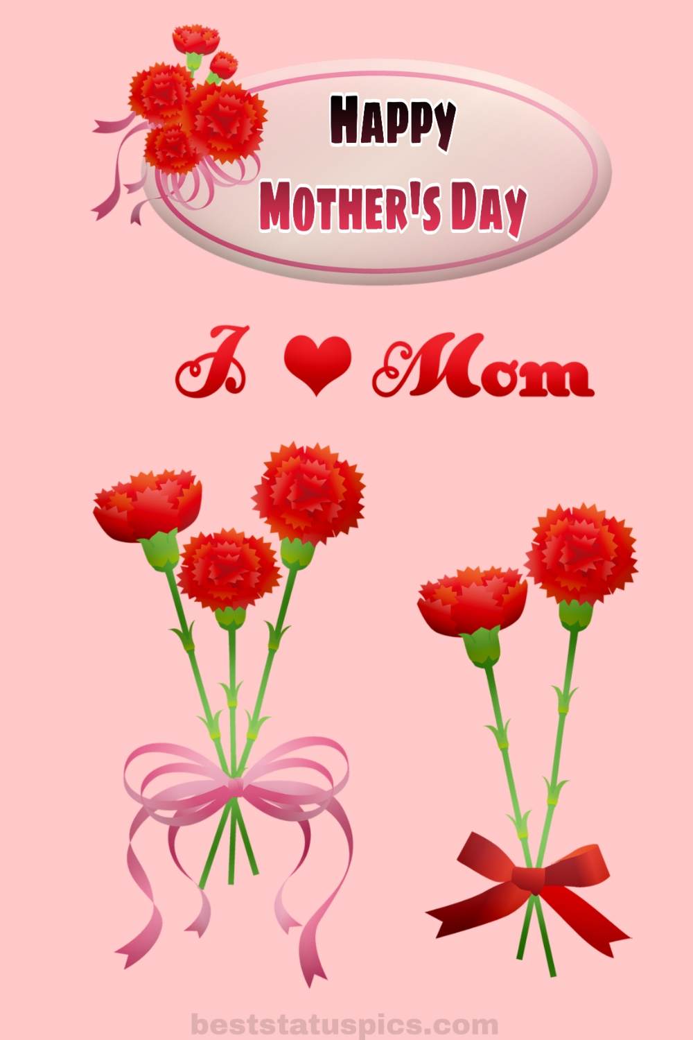 Beautiful Happy mother's day 2022 cards with roses and I love you mom quote