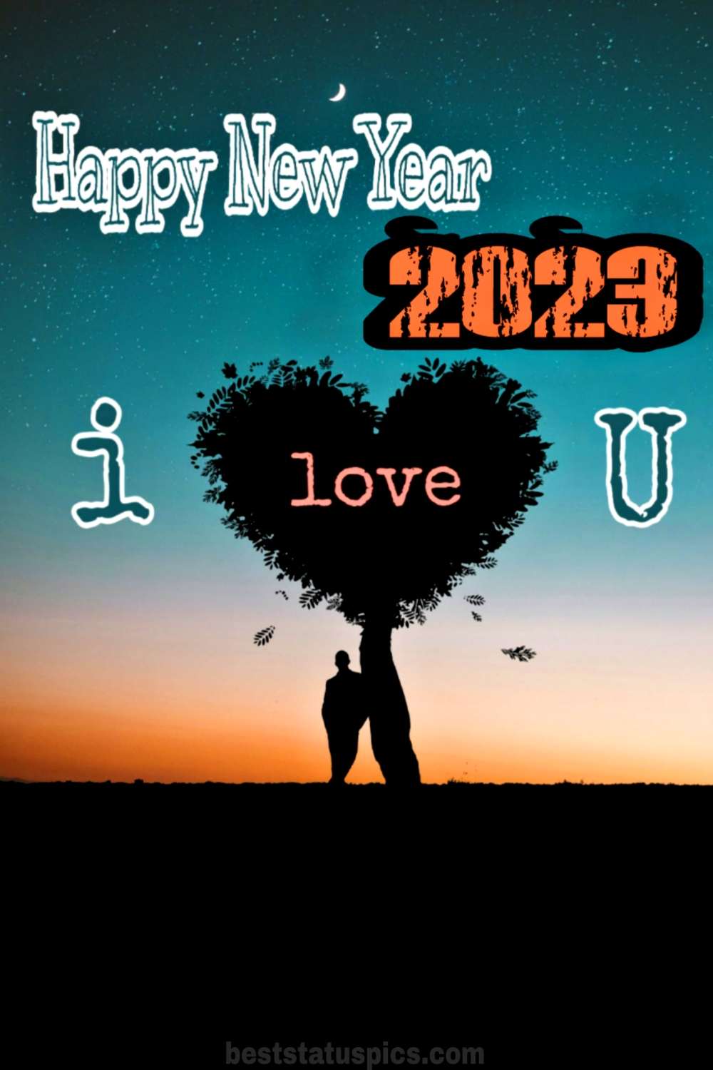 Cute Happy new year 2023 wishes images with I love you status for love, and girlfriend