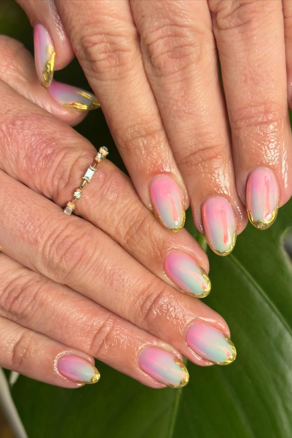 Short Spring Nail ideas - Pastel Glow – Soft Ombre with Gold Accents