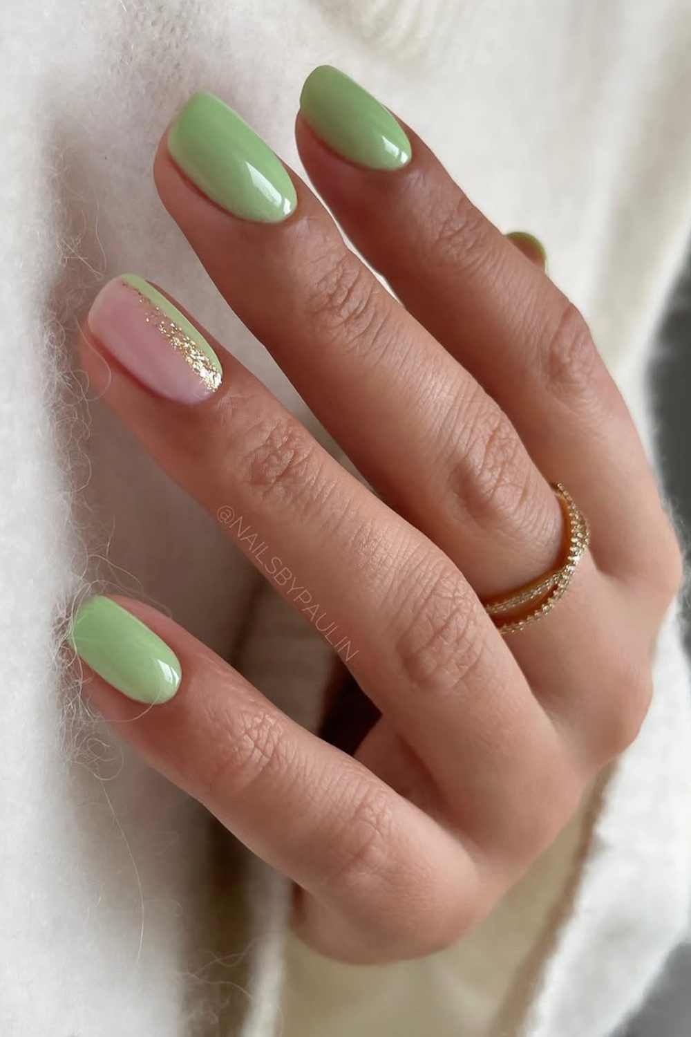 Short Spring Nail ideas - Mint & Blush Spring Bliss – Fresh, Chic, & Subtle
