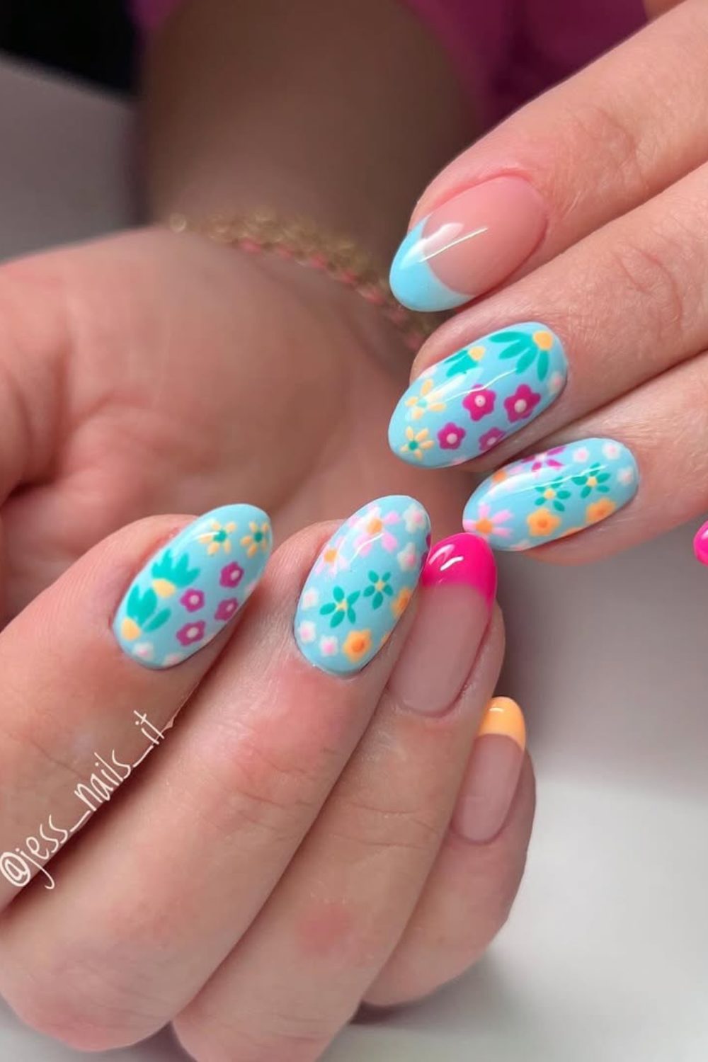 Short Spring Nail ideas - Bright Blooms – Playful Florals with a Colorful Twist