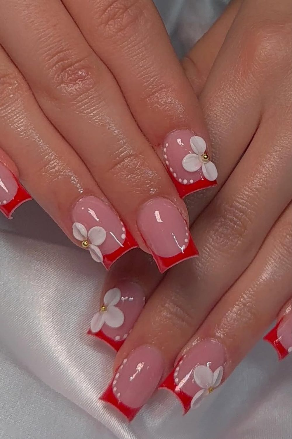 Short Spring Nail ideas - Cherry Blossom French – A Bold Twist on a Classic