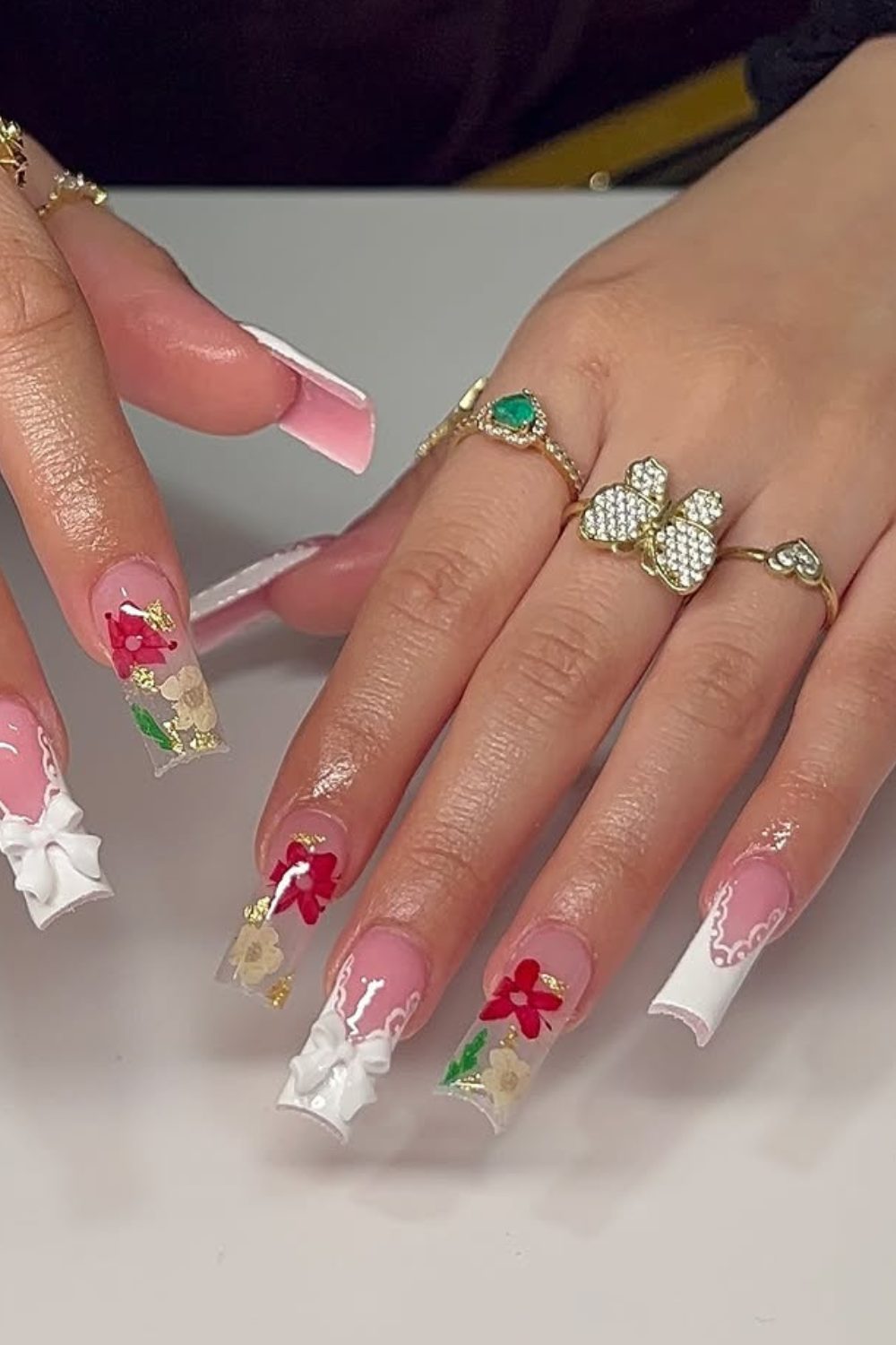 Romantic Garden – Elegant Floral Coffin Nails for spring