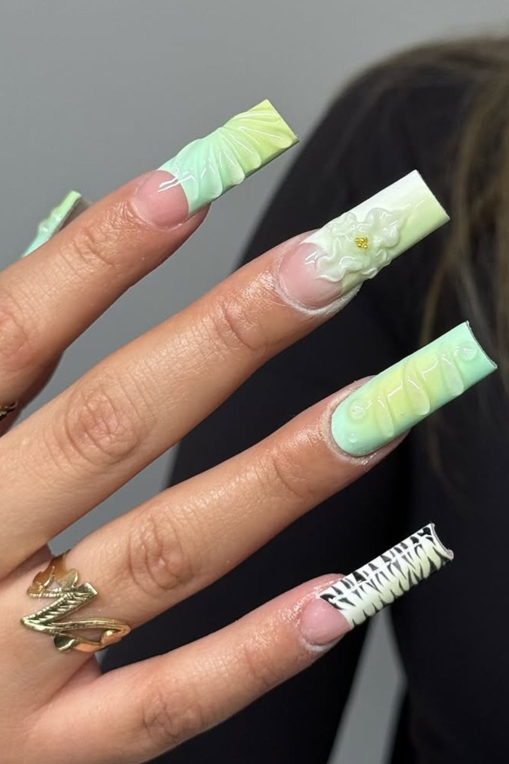 Soft Sage Sculpt – Textured Green Coffin Nails for spring