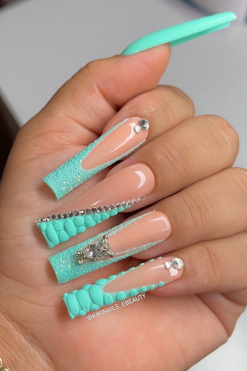 Aqua Luxe – Bold and Textured Coffin Nails for spring