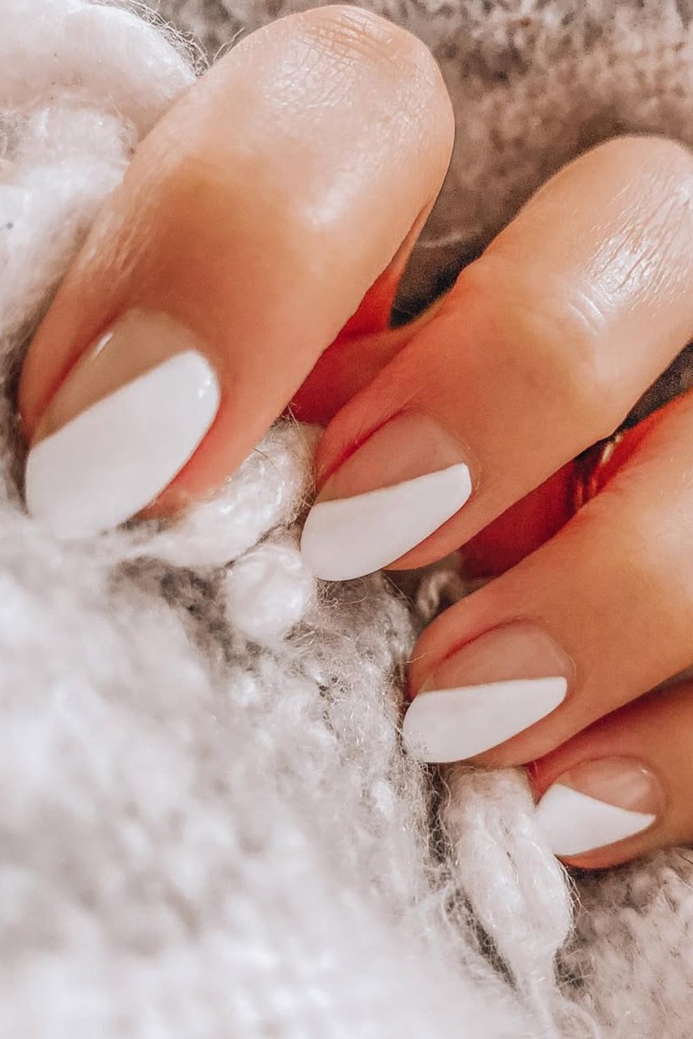Minimalist White Diagonal Nails – Chic & Fresh for Spring