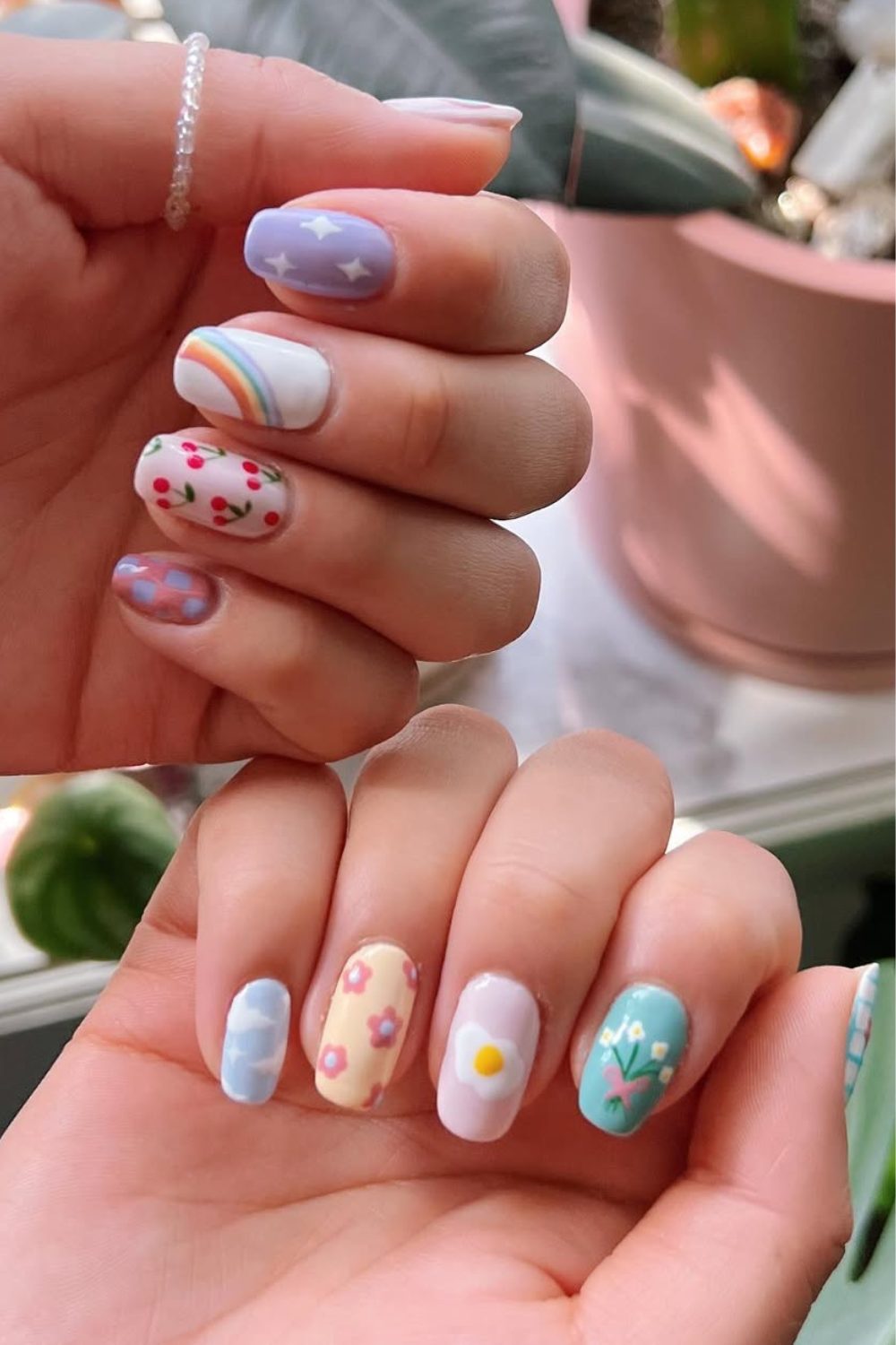 Whimsical Spring Garden Nails – A Playful Mix of Sunshine & Blooms