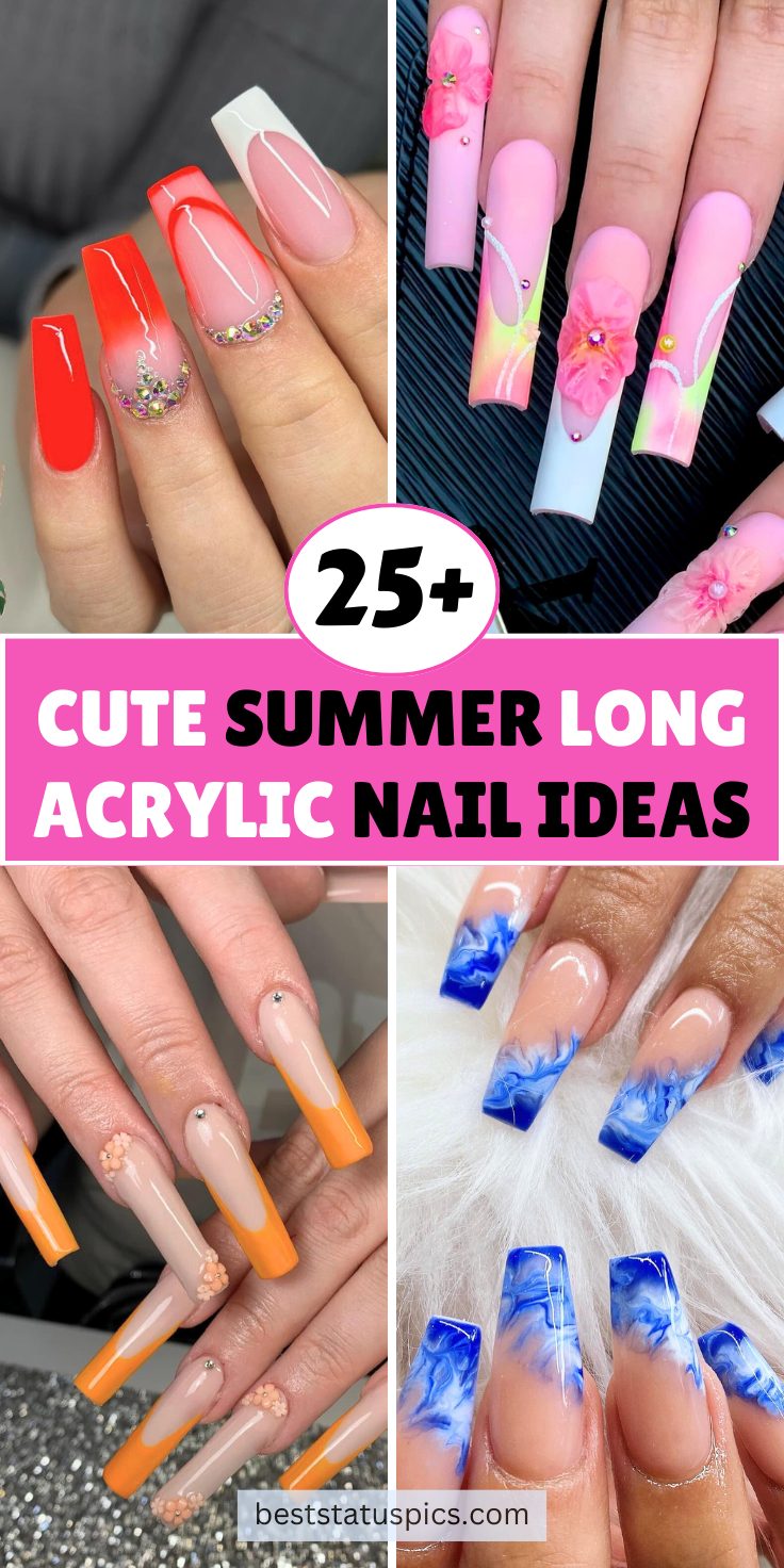 25+ Cute Long Summer Nail Ideas