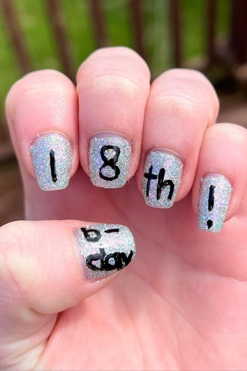 Glitter Script Simplicity - 18th Birthday Acrylic Nail Ideas