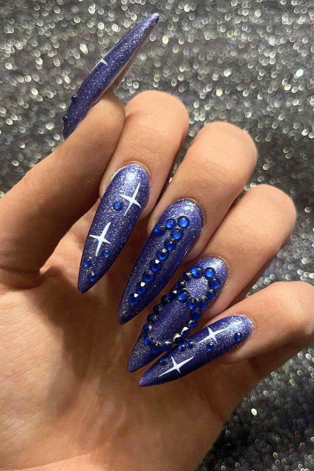 Galaxy Glam Diva - 18th Birthday Acrylic Nail Ideas