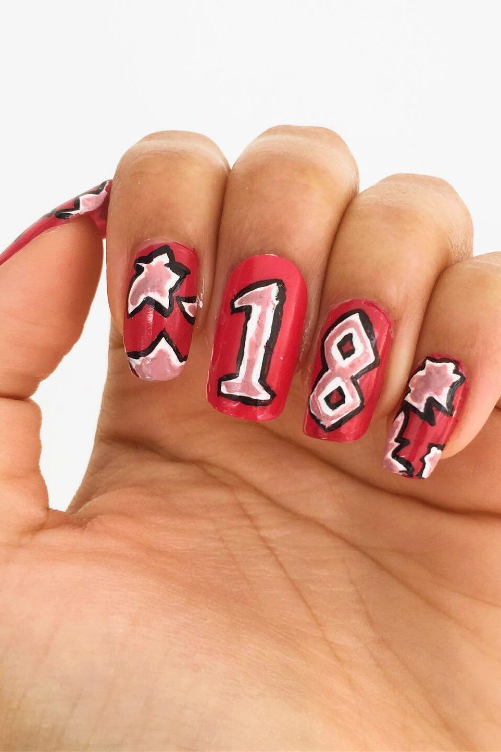 Pop Art Party Nails - 18th Birthday Acrylic Nail Ideas