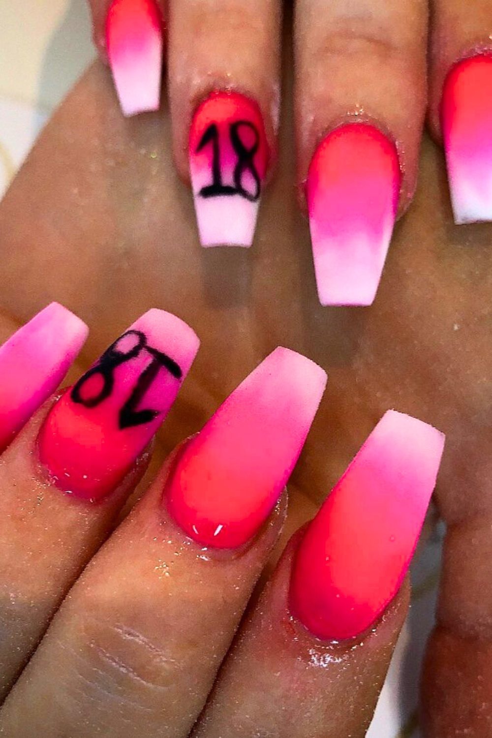 Barbiecore Ombre Bliss - 18th Birthday Acrylic Nail Ideas