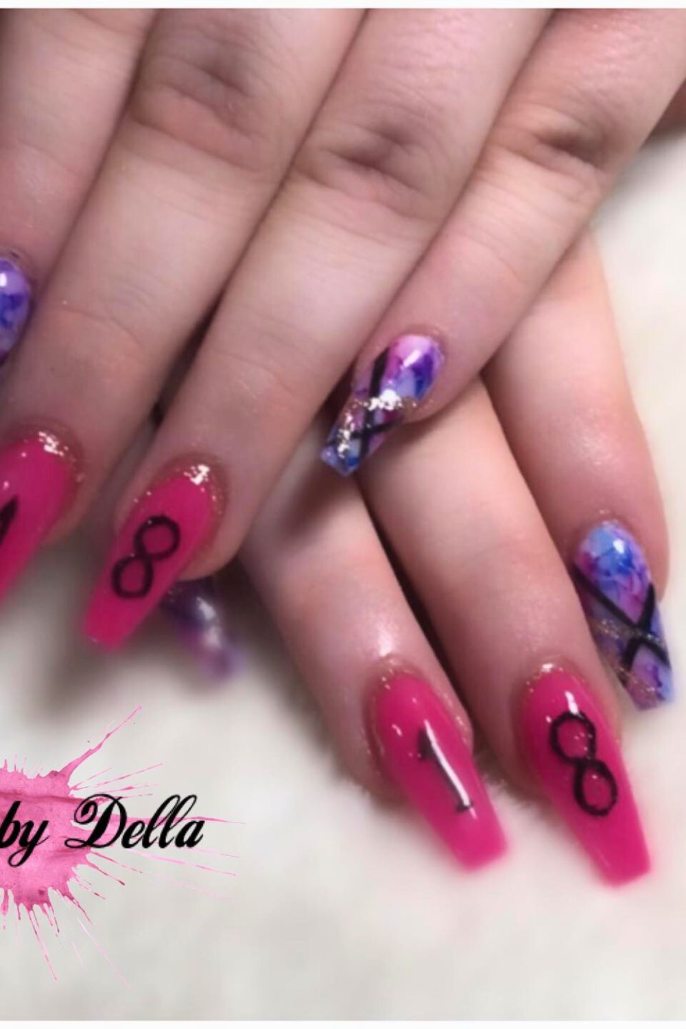 Cosmic Confetti Queeny - 18th Birthday Acrylic Nail Ideas