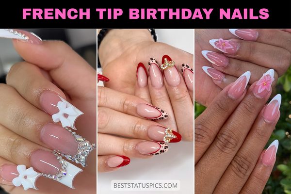 Cute French Tip Birthday Nails