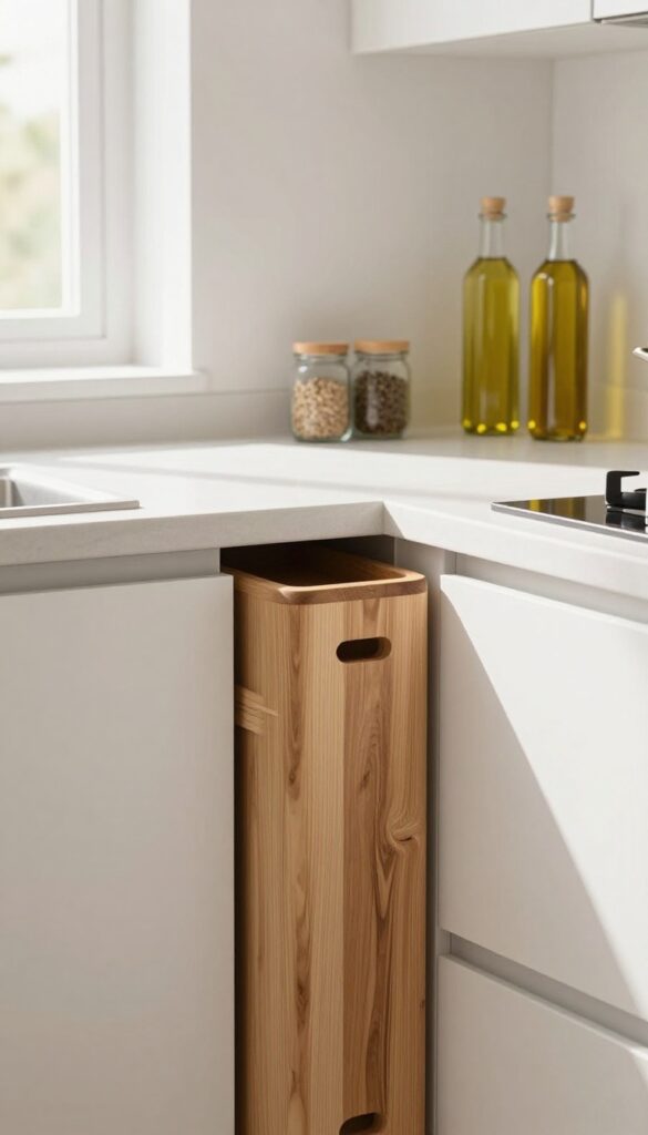 Slim rolling trolley in narrow kitchen gap
