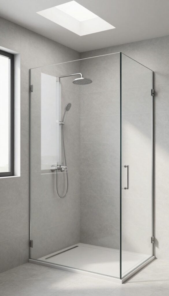 Modern shower room with large-format tiles for a streamlined look