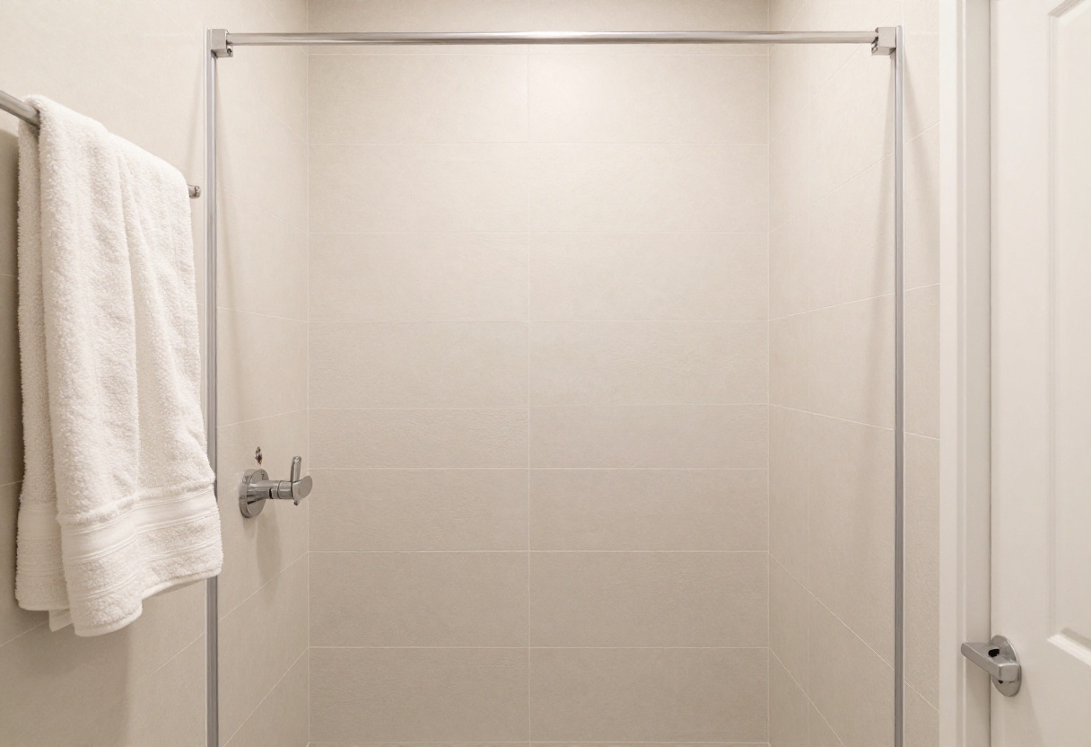 Stylish Bloxburg shower with textured tiles and layered decor in a modern bathroom setting.