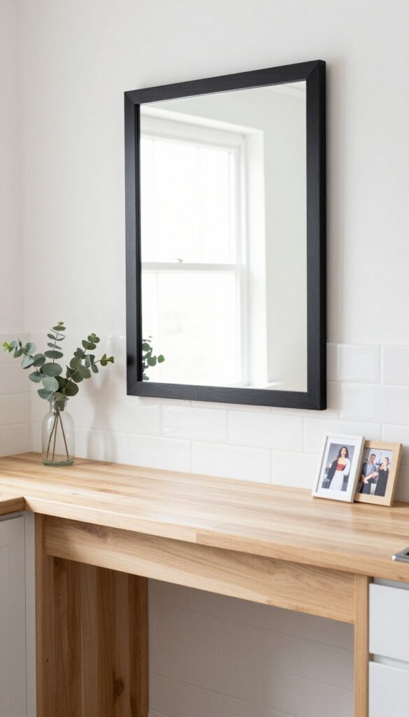 Cozy kitchen with framed personal photo on wall beside breakfast nook