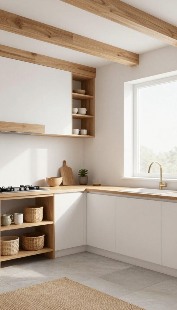 Neutral kitchen with warm wood accents