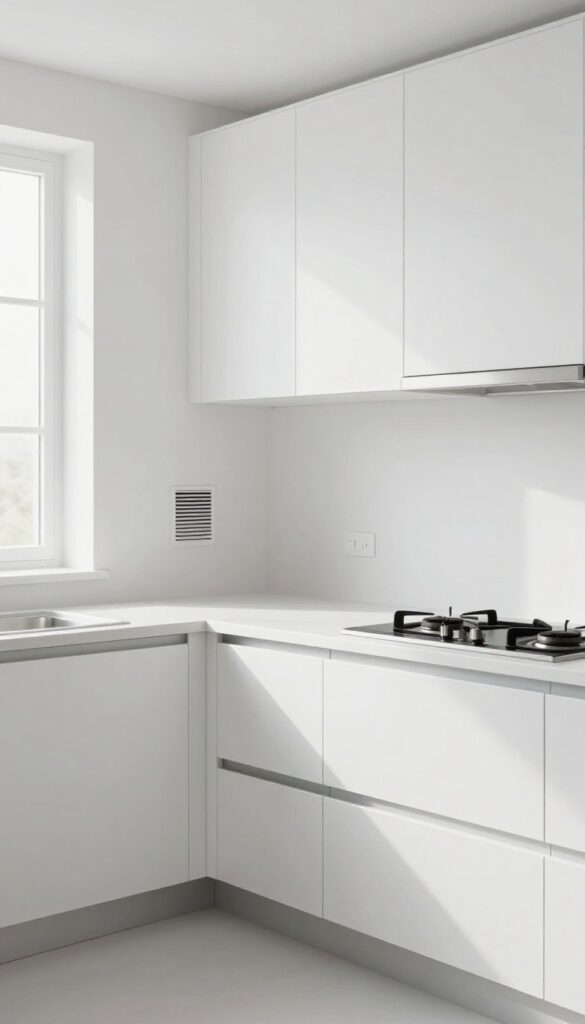 Modern kitchen with a discreet pass-through vent for outdoor gas cylinder storage