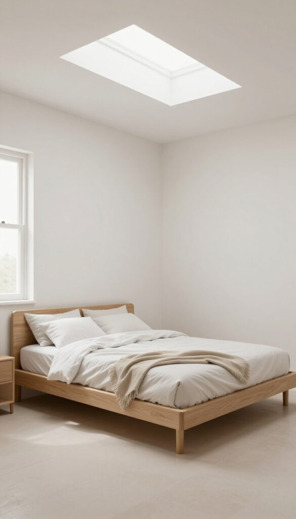 Small bedroom with low-profile bed and bright natural light