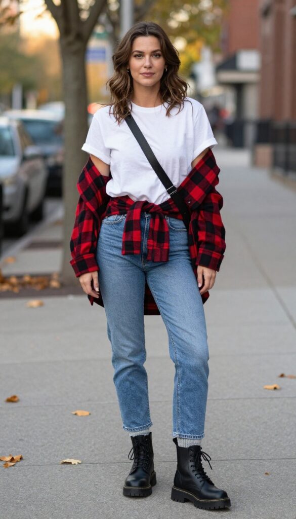 3. Flannel Shirt and Combat Boots