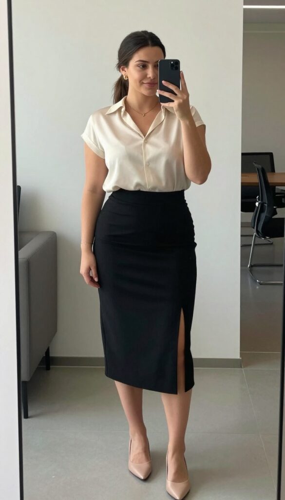 8. Pointed-Toe Flats + Midi Skirt