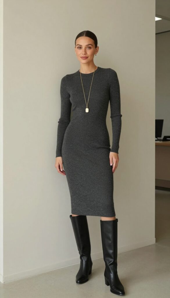 9. Sweater Dress + Knee-High Boots