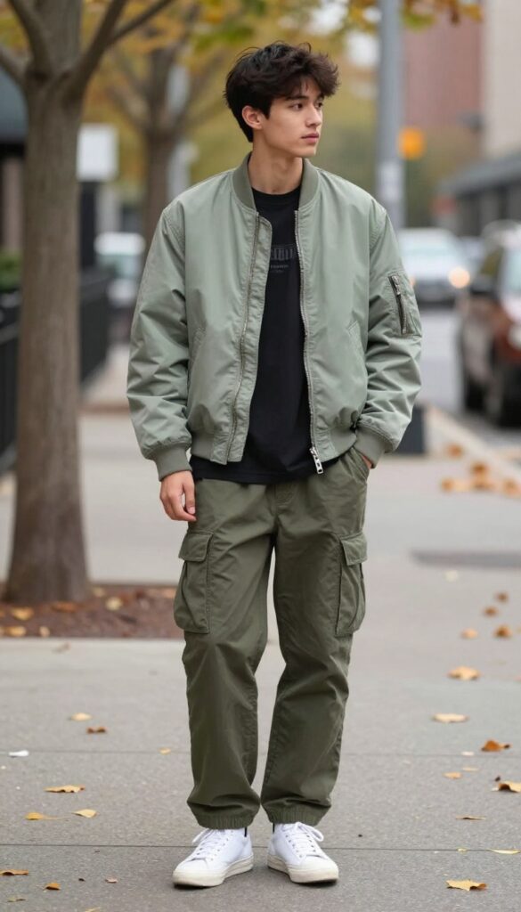 8. Bomber Jacket and Cargo Pants