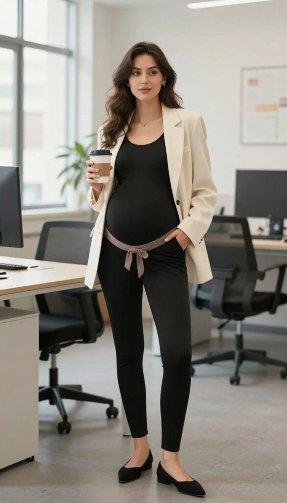 12. Maternity Bodysuit with Paperbag-Waist Pants