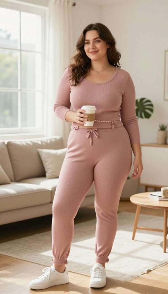 13. Ribbed Knit Set with Bow Accents