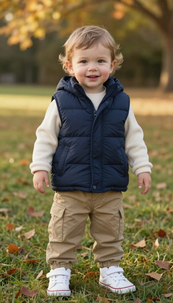 5. Puffer Vest and Long-Sleeve Tee