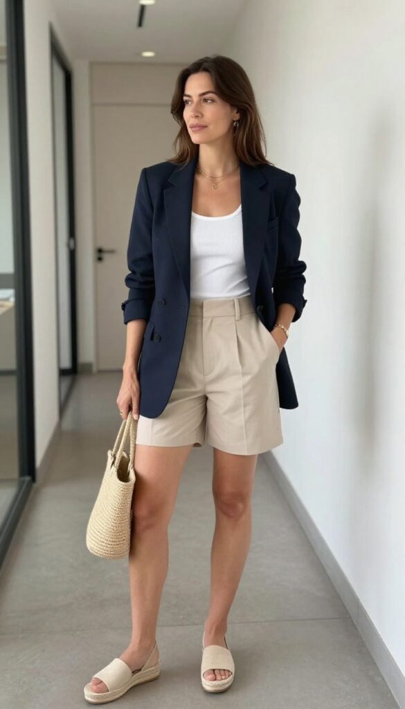 6. Blazer with Tailored Shorts and a Bodysuit
