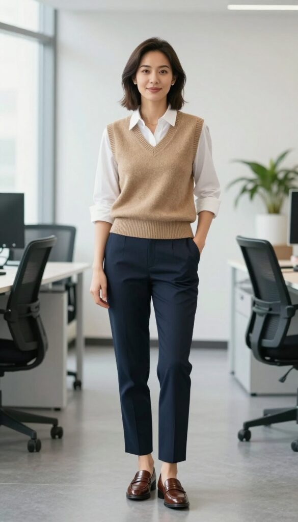 10. The Sweater Vest and Trousers Combo