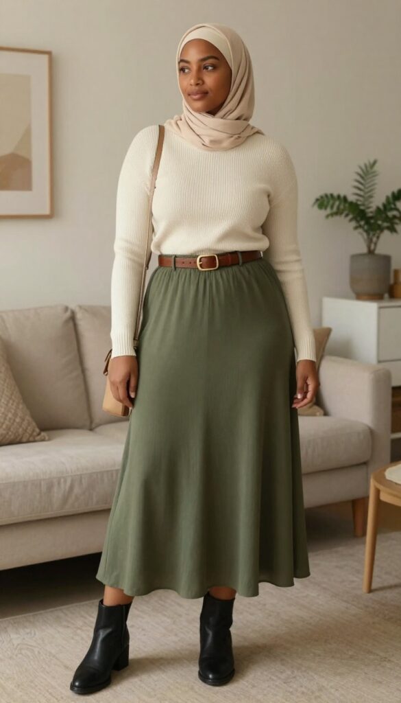 3. Maxi Skirt with a Cozy Knit Sweater
