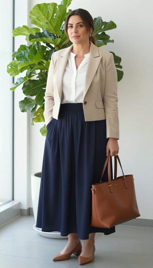 9. Maxi Skirt with a Cropped Blazer
