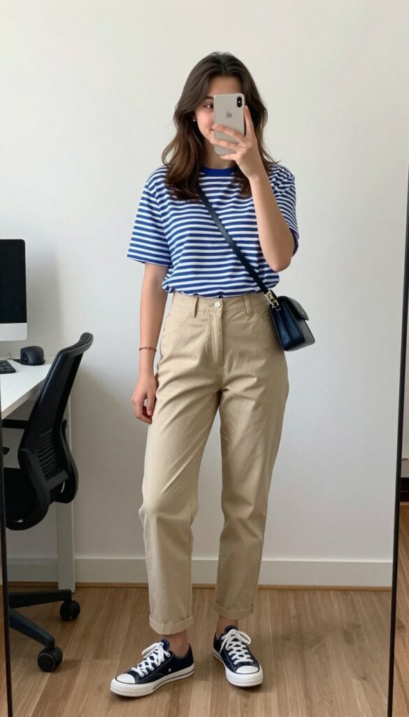 4. The Breton Stripe Top with Chinos