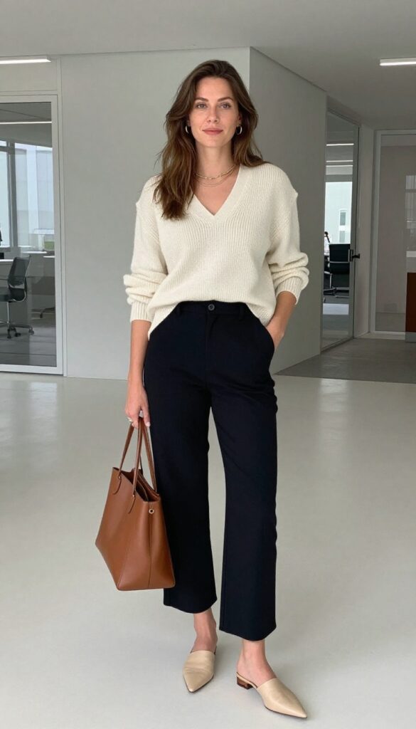 9. Cashmere Vest with Wide-Leg Cropped Pants