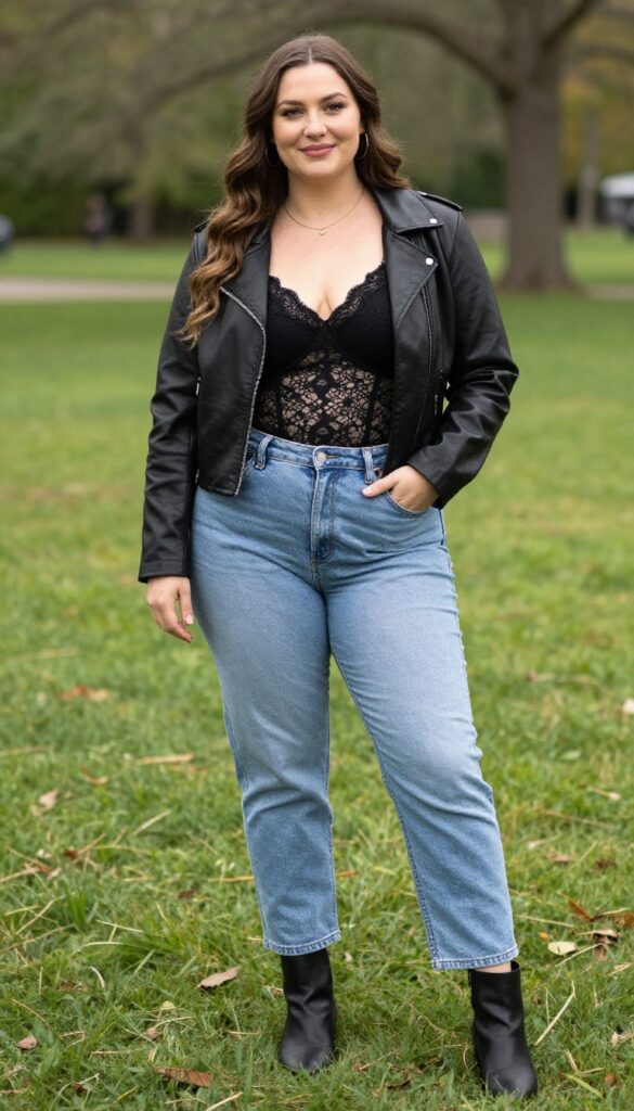 11. Lace Bodysuit with High-Waisted Jeans for a Sexy Yet Casual Look