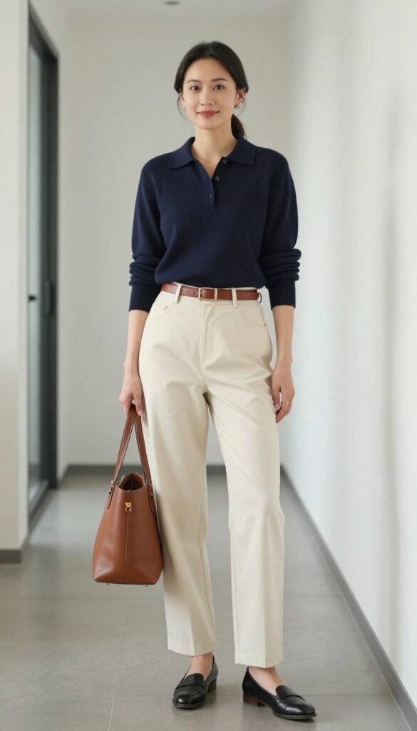 10. Trousers with a Knit Polo