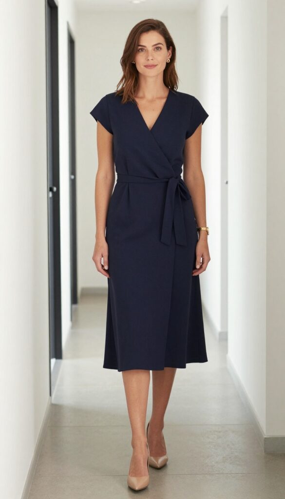 12. The Wrap Dress with Minimal Accessories