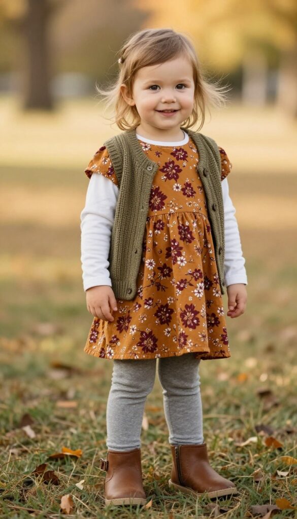 3. Layered Floral Dress with Cardigan