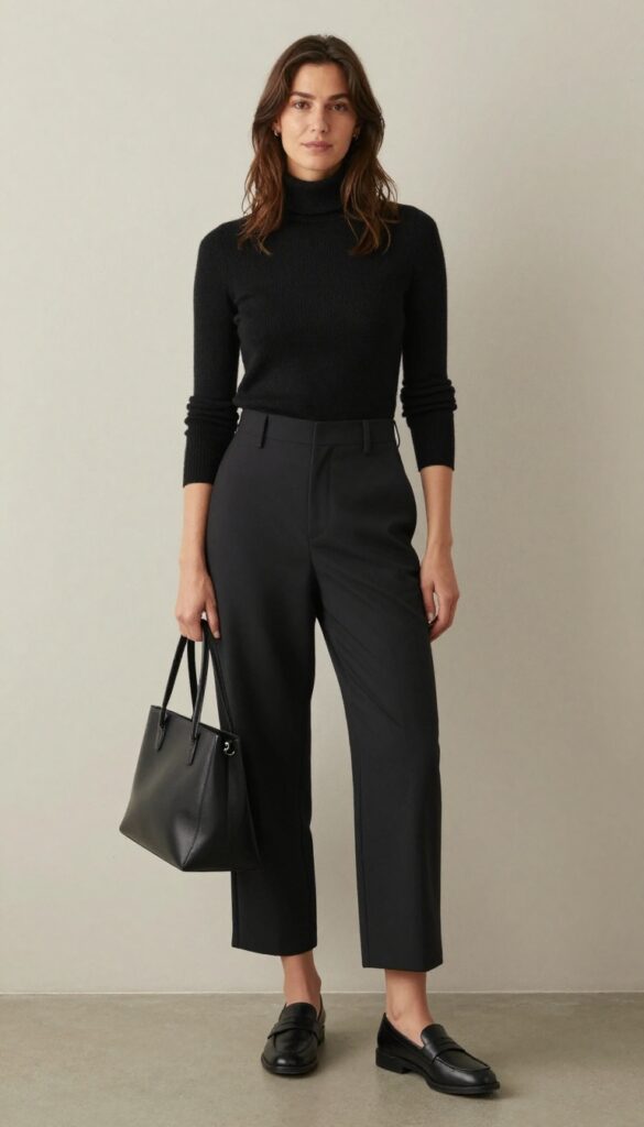 9. Turtleneck with Wide-Leg Cropped Pants