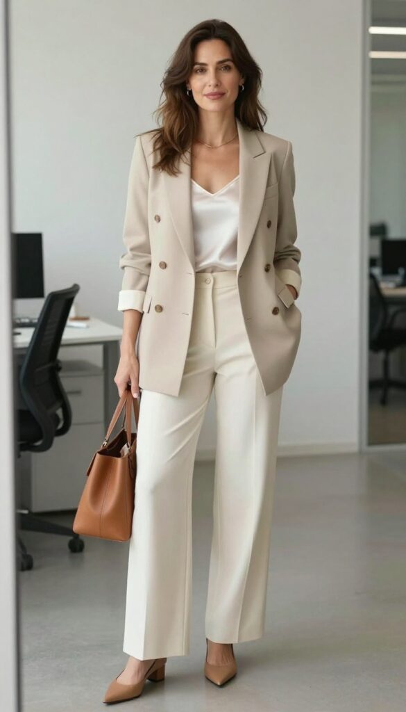 1. The Tailored Blazer and Wide-Leg Trouser Combo