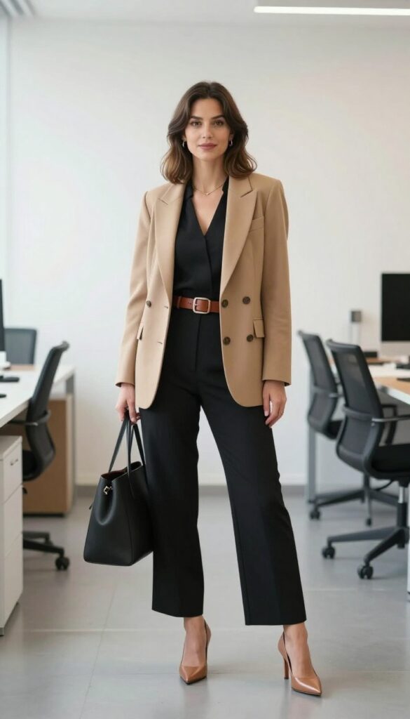 7. Jumpsuit + Statement Belt + Blazer