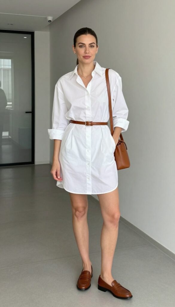 3. The Shirt Dress with a Leather Belt