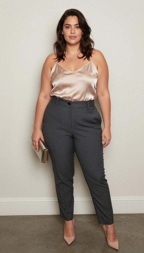 7. Tailored Pantsuit with a Silk Camisole